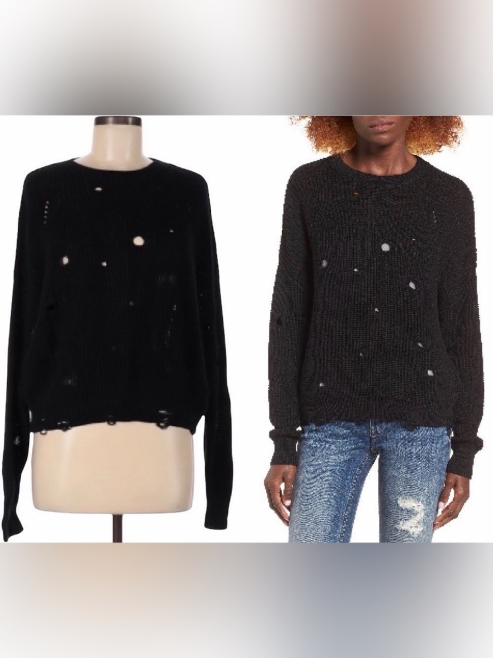 Nordstrom BP. Cotton Distressed Sweater black
